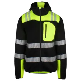 You Frontline strikket fleece hoody (U) - Sort/Safety Gul